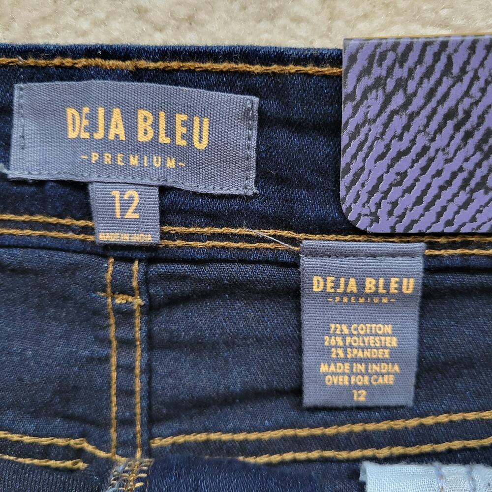 NWT Deja Bleu Premium Denim Skirt 12 Knee Straight Pencil Frayed Hem Vent - Picture 11 of 13
